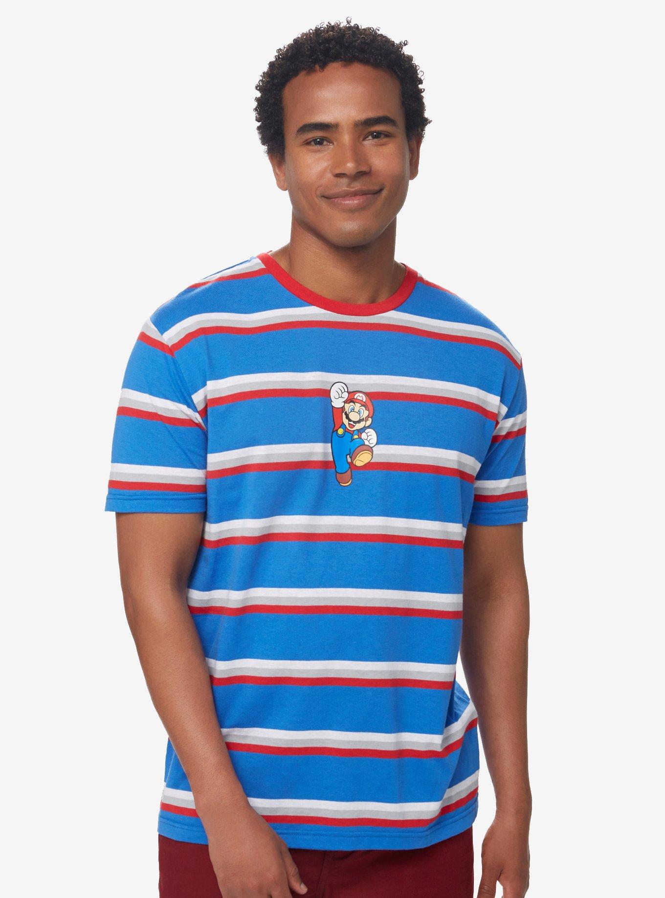 Nintendo Super Mario Bros. Mario Striped T-Shirt - BoxLunch Exclusive, MULTI STRIPE, hi-res