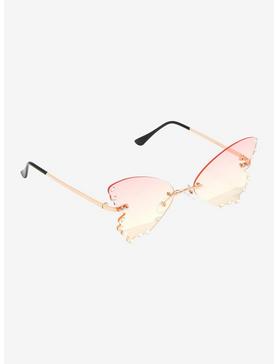 Pink Ombre Rhinestone Butterfly Sunglasses, , hi-res
