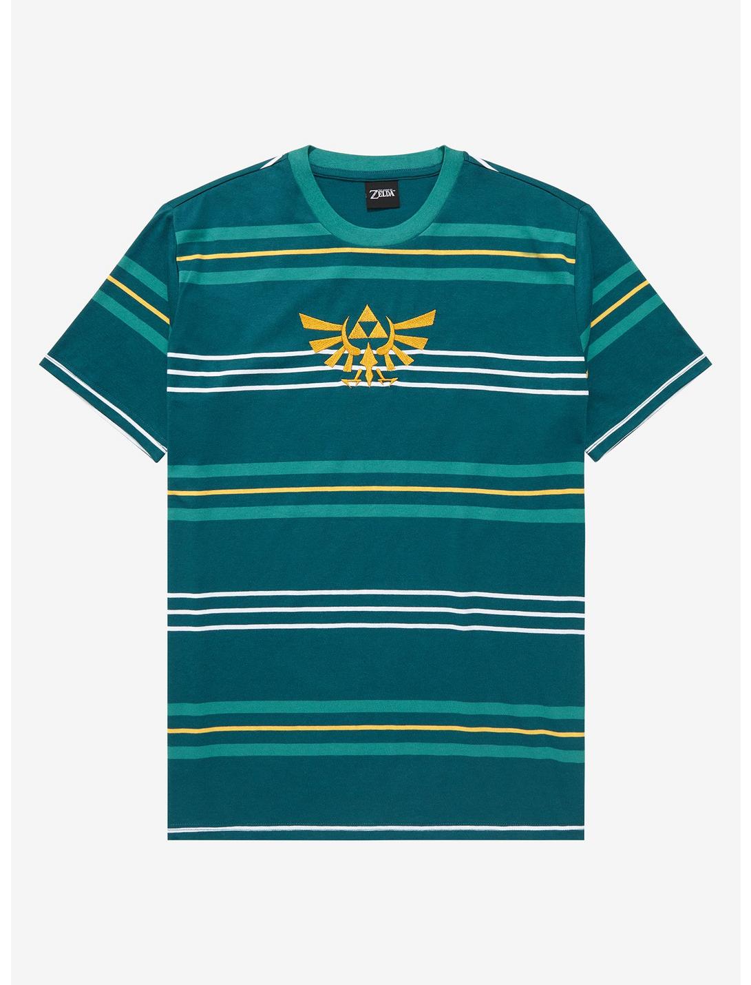 Nintendo Legend of Zelda Striped Crest T-Shirt - BoxLunch Exclusive, MULTI STRIPE, hi-res
