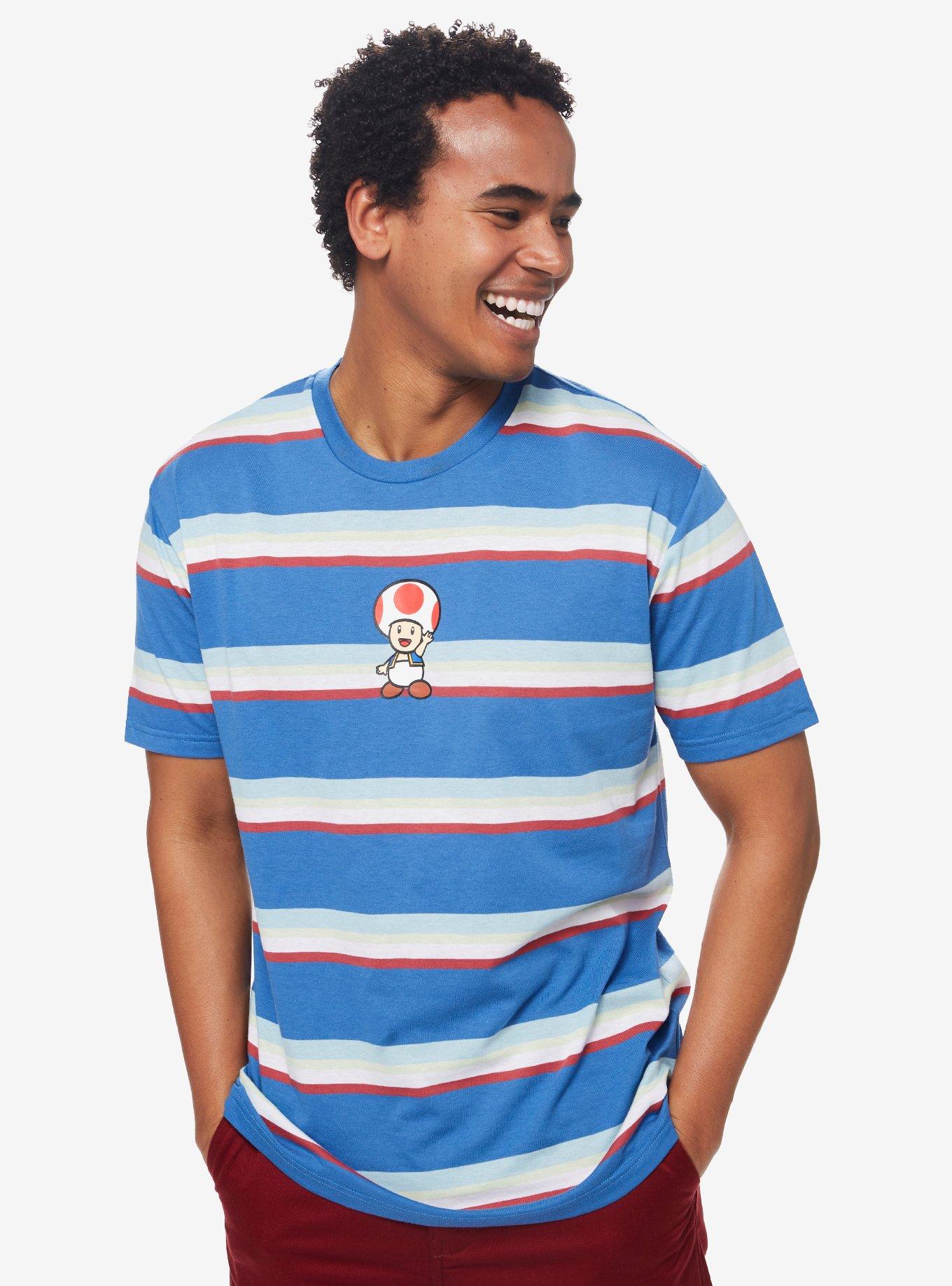 Nintendo Super Mario Bros. Toad Striped T-Shirt - BoxLunch Exclusive, MULTI STRIPE, hi-res