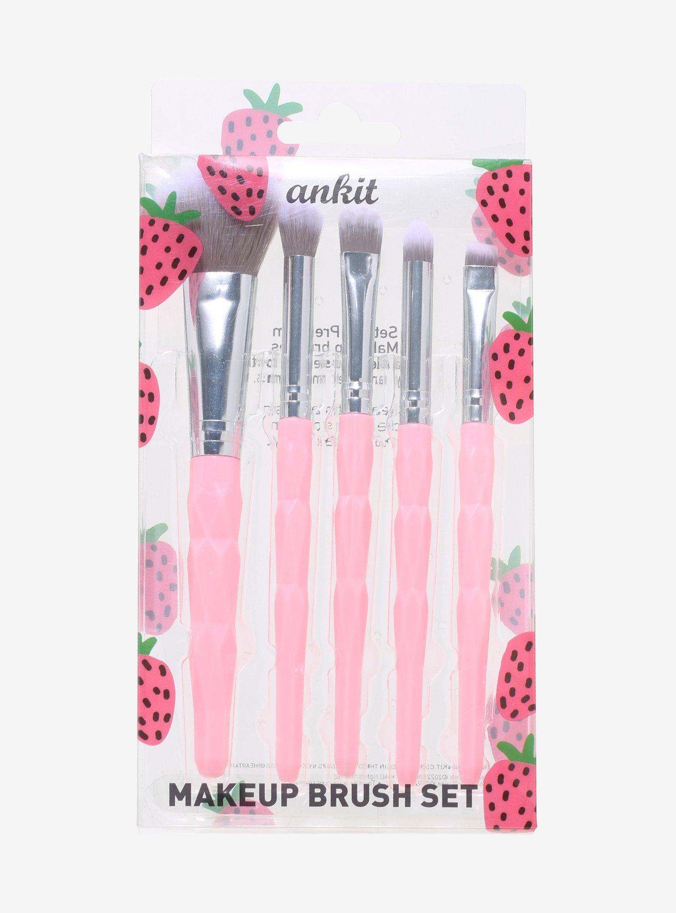 Pink Strawberry Mini Makeup Brush Set, , hi-res