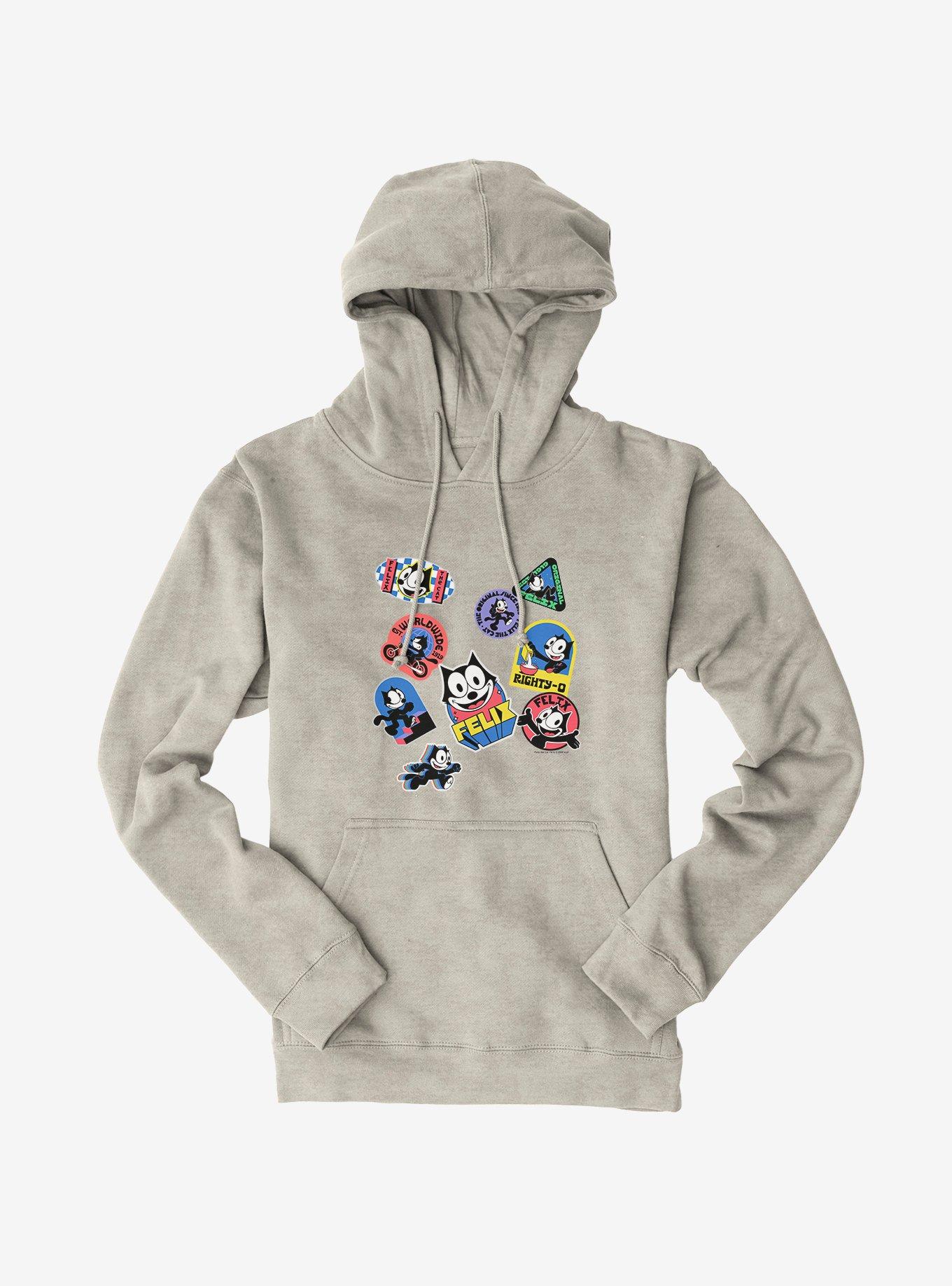 Felix The Cat Sticker Collection Hoodie, OATMEAL HEATHER, hi-res