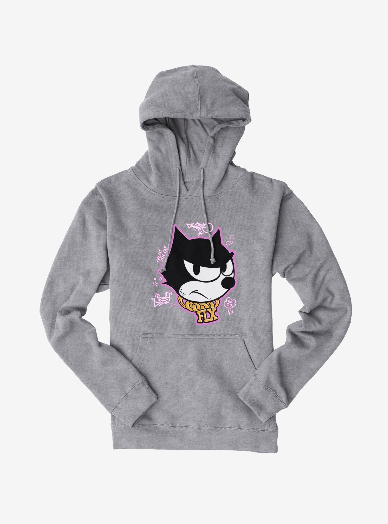 Felix The Cat Graffiti Art Gold Chain Felix Hoodie, HEATHER GREY, hi-res