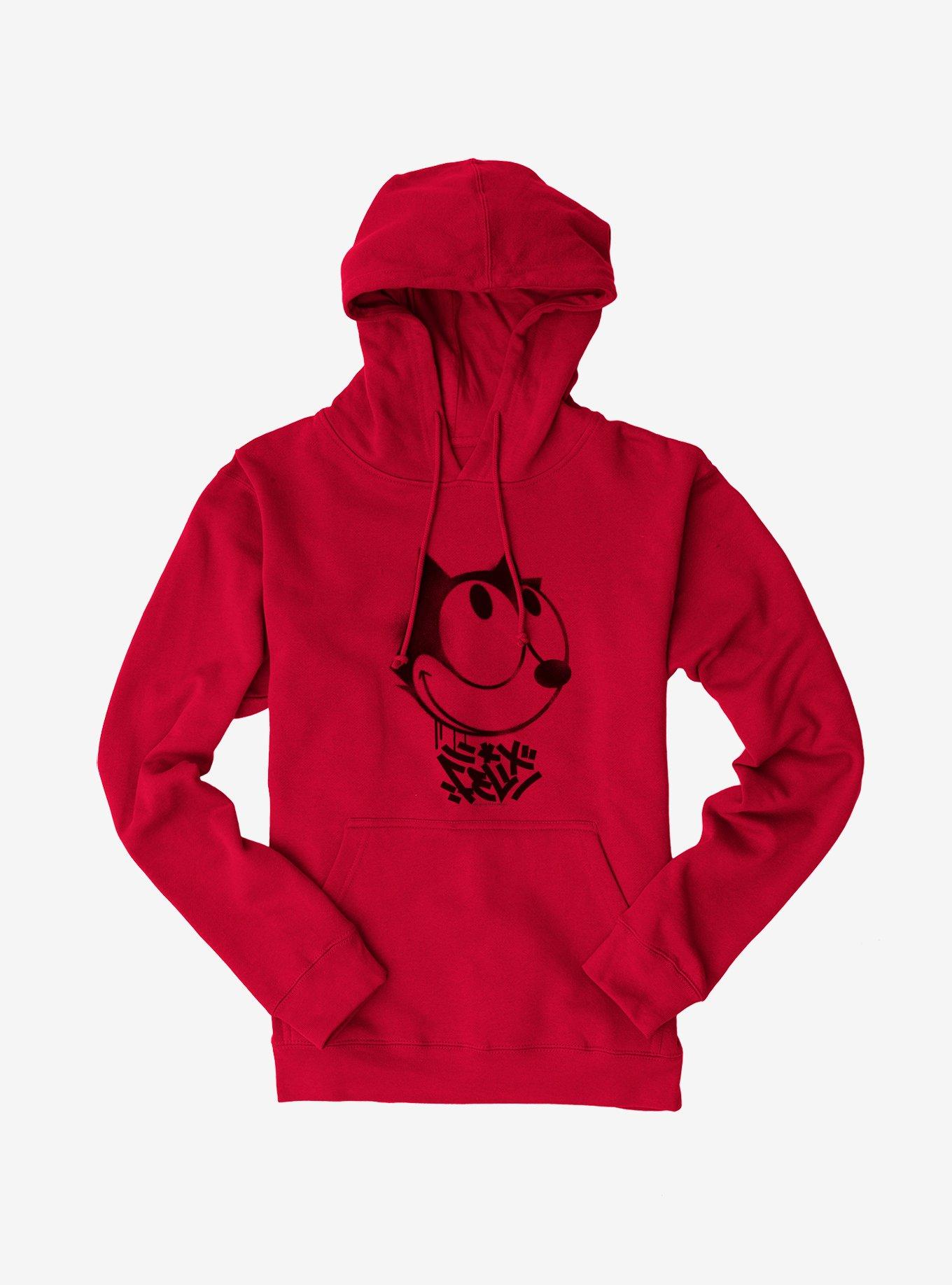 Felix The Cat Graffiti Art Smiling Felix Hoodie, RED, hi-res