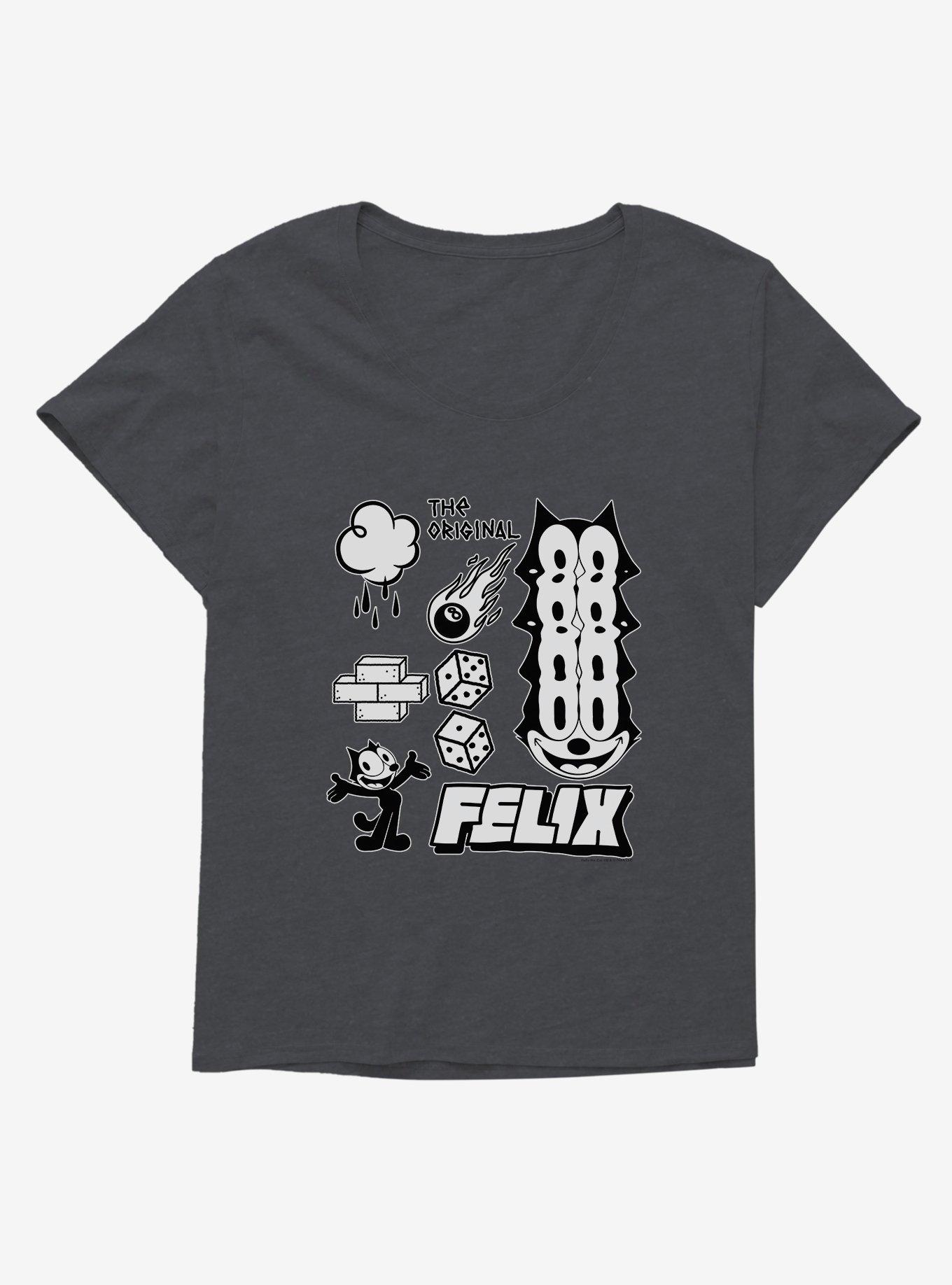 Felix The Cat The Original Icons Girls T-Shirt Plus Size, CHARCOAL HEATHER, hi-res
