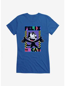 Felix The Cat 90s Checkers Graphic Girls T-Shirt, ROYAL, hi-res