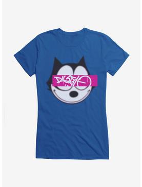 Felix The Cat Graffiti Art Text Box Girls T-Shirt, ROYAL, hi-res