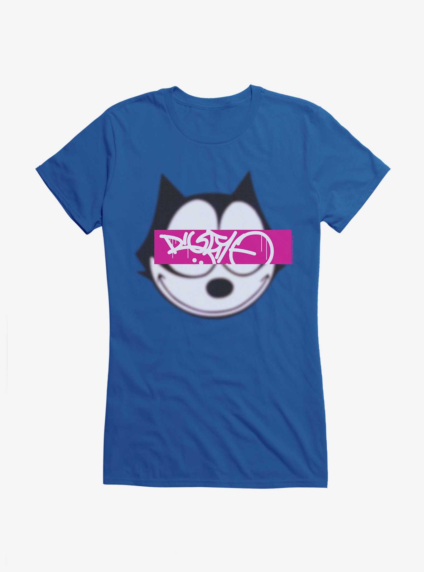 Felix The Cat Graffiti Art Text Box Girls T-Shirt, ROYAL, hi-res