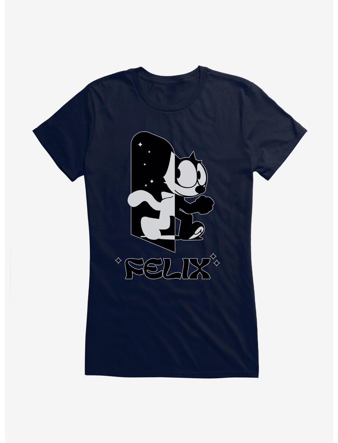 Felix The Cat Black and White Girls T-Shirt, NAVY, hi-res