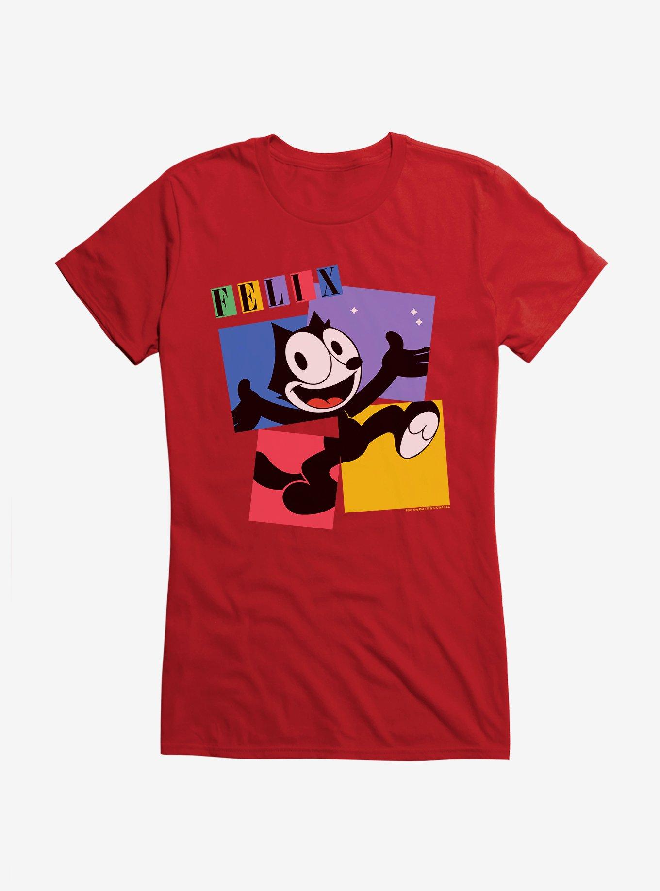 Felix The Cat Box Graphic Girls T-Shirt, RED, hi-res