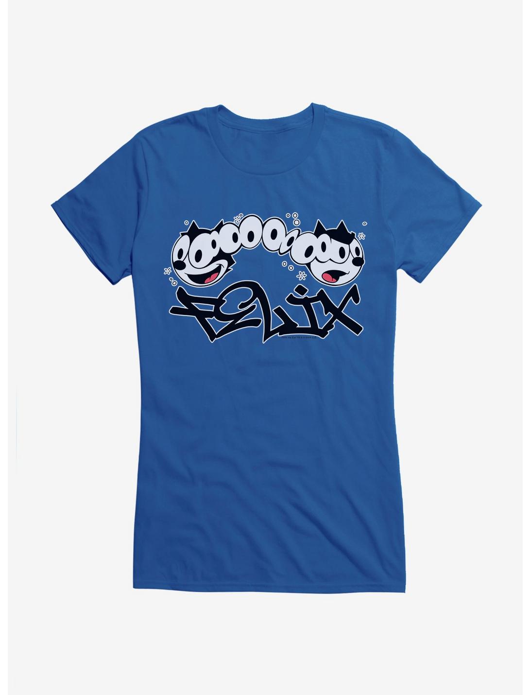 Felix The Cat Split Personality Graffiti Art Girls T-Shirt, ROYAL, hi-res
