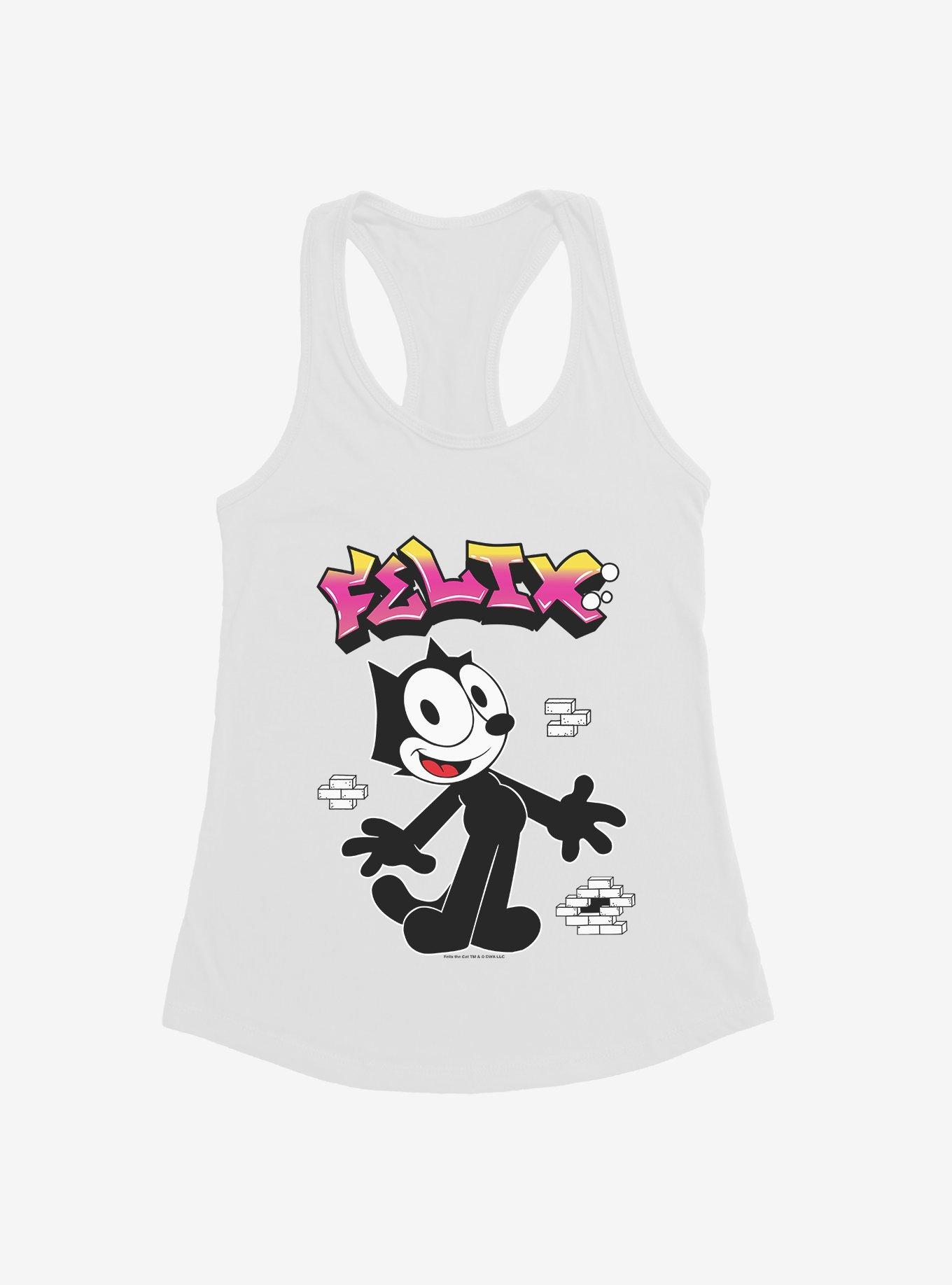 Felix The Cat Graffiti Art Brick Wall Girls Tank, WHITE, hi-res