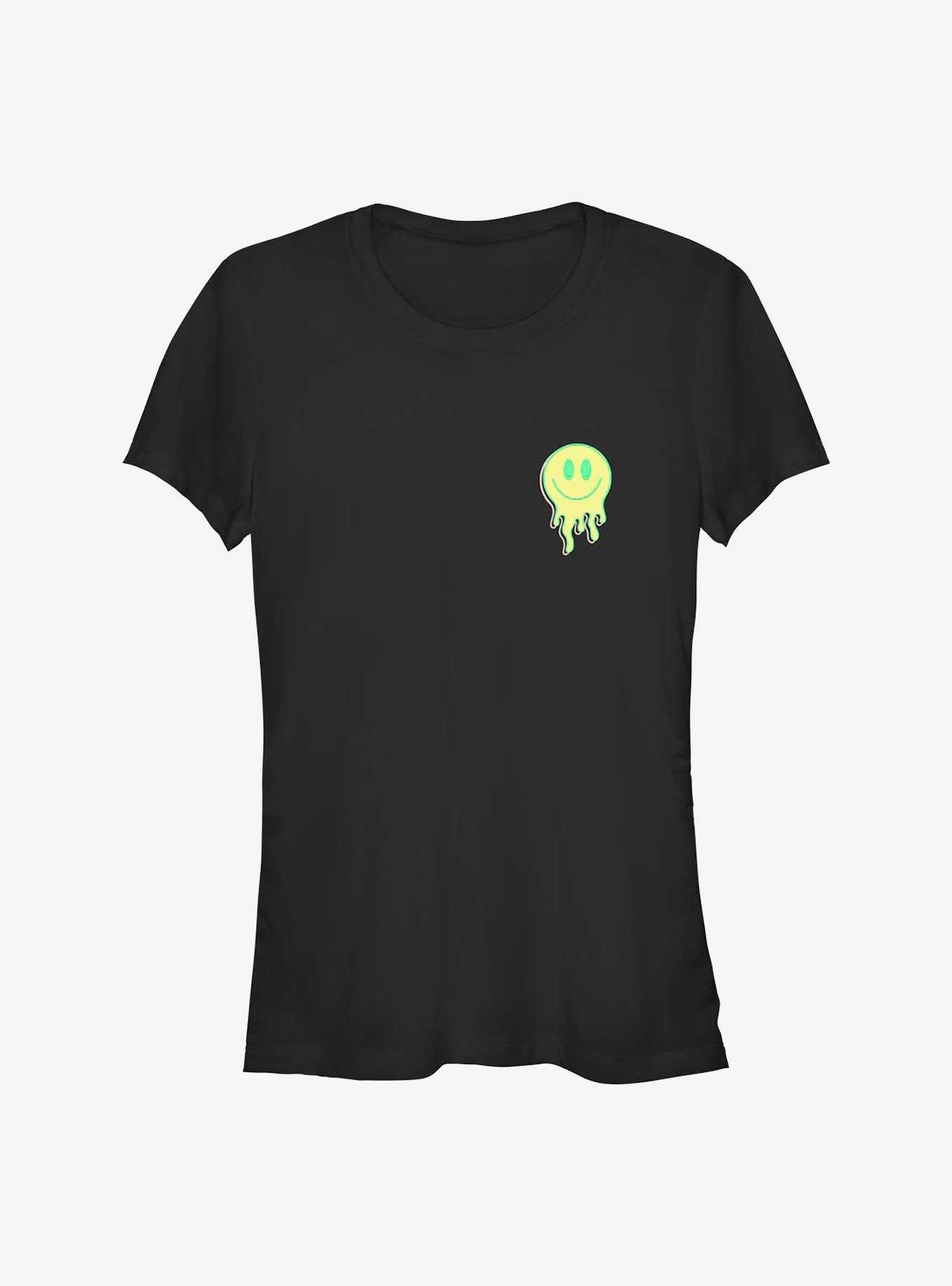 Melting Smiley Face Girls T-Shirt, BLACK, hi-res