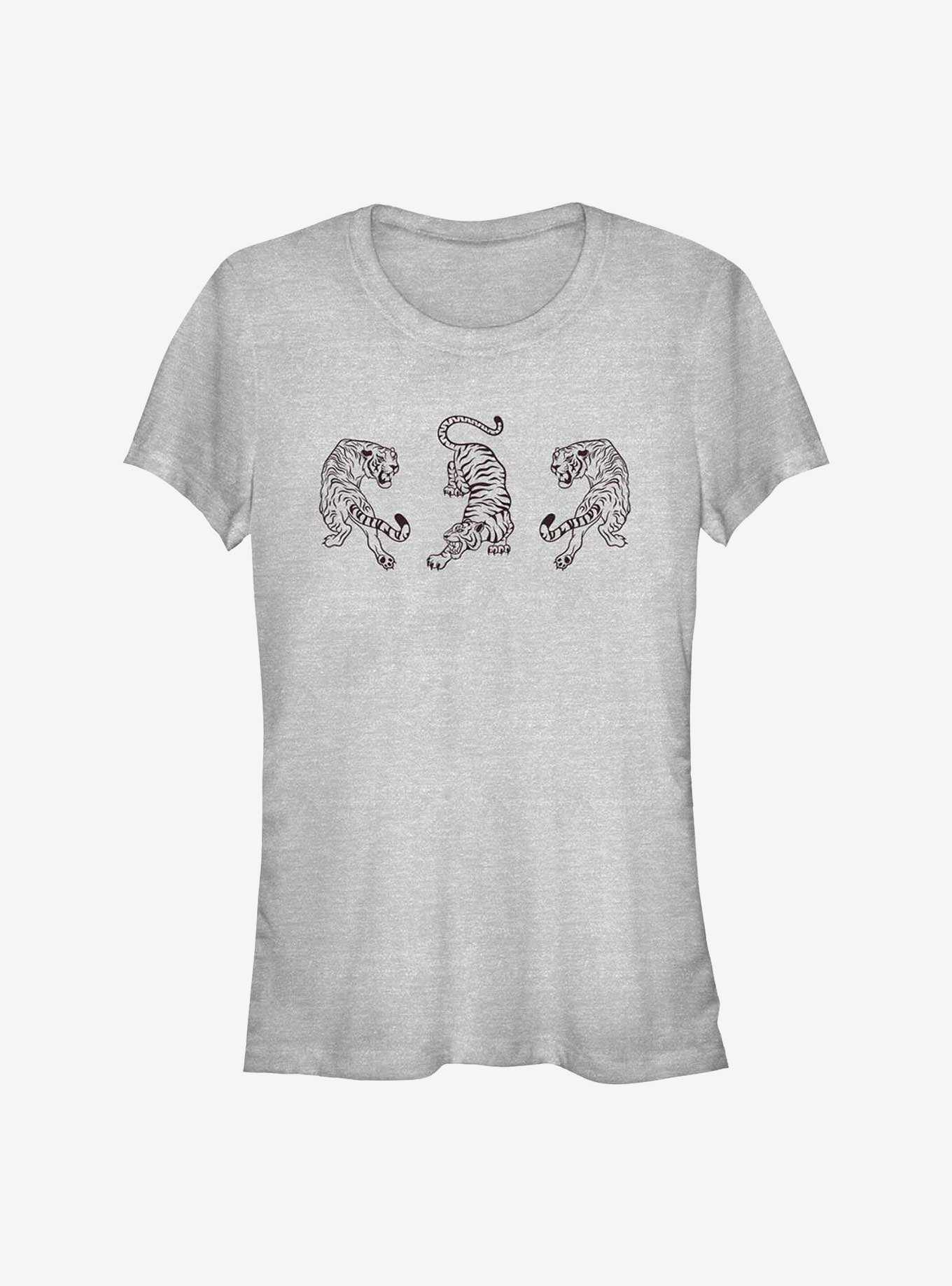 Three Tiger Outline Girls T-Shirt, , hi-res