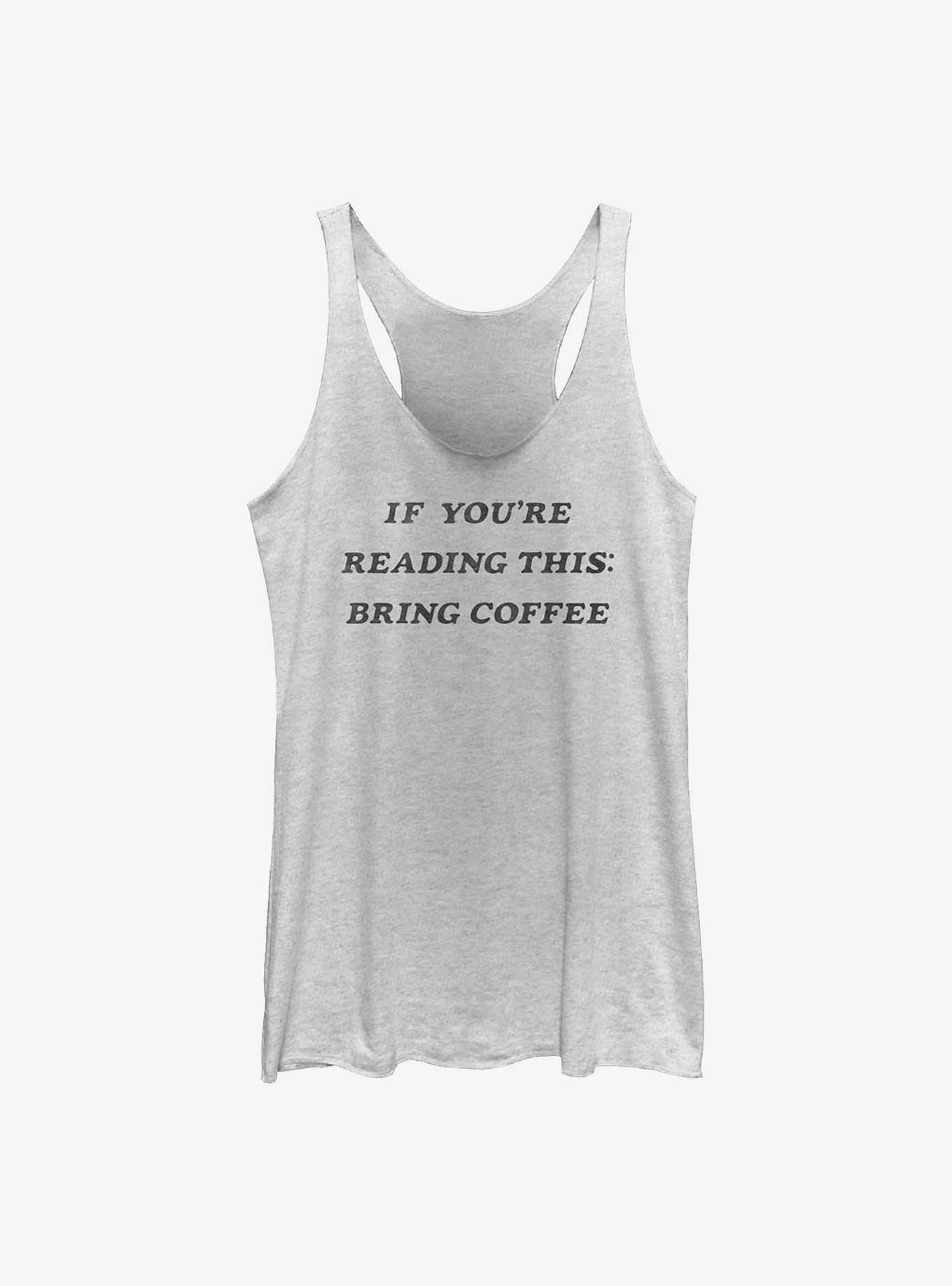 Bring Coffee PSA Girls Tank, WHITE HTR, hi-res