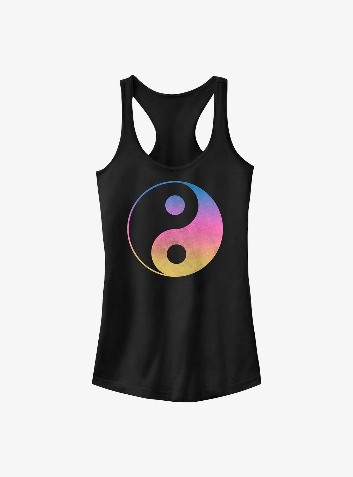 Gradient Yin Yang Girls Tank, BLACK, hi-res