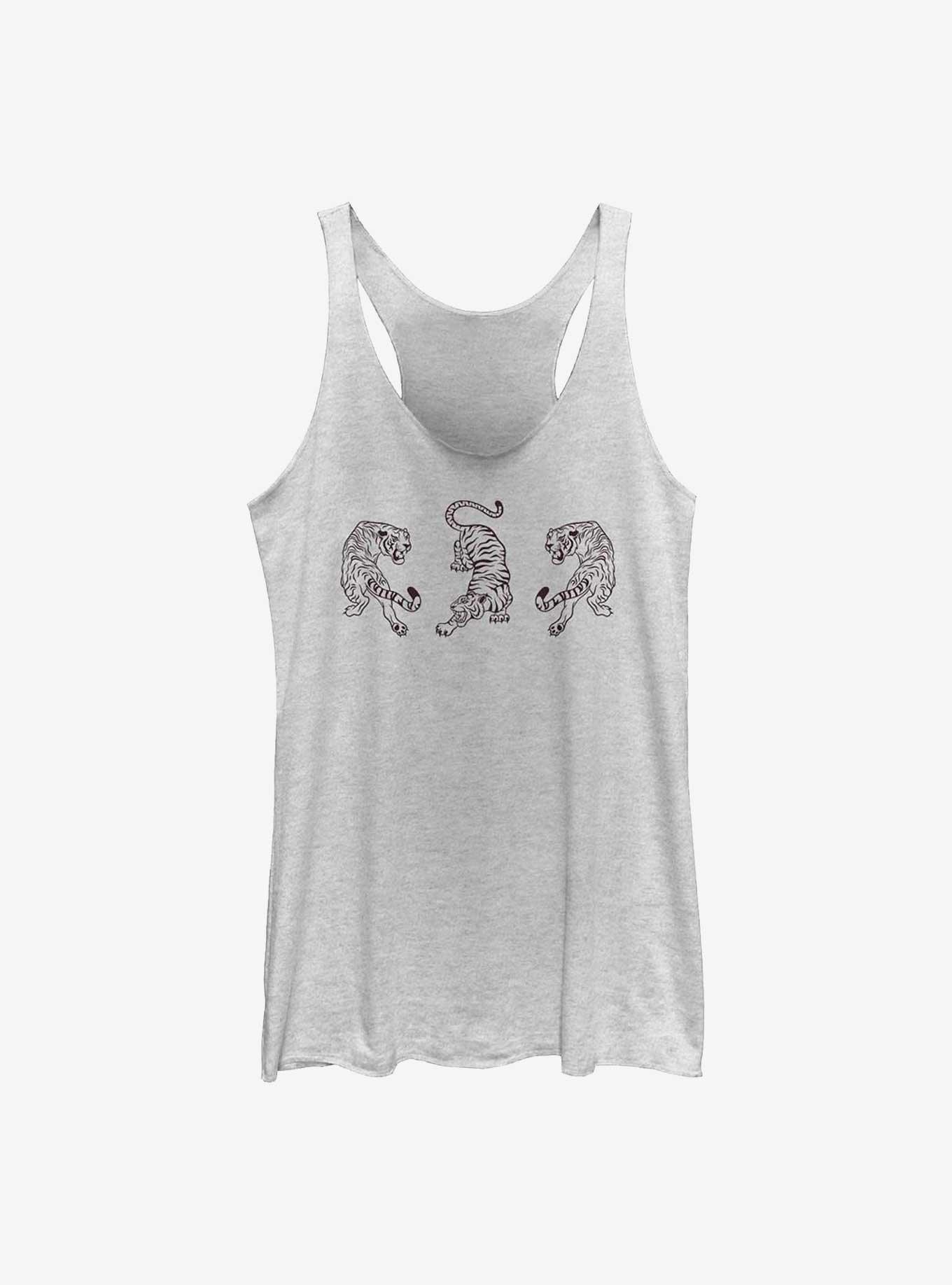 Three Tiger Black Outline Girls Tank, , hi-res