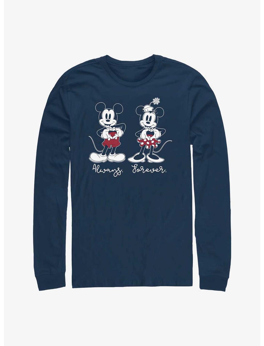 Disney Mickey Mouse & Minnie Mouse Always Forever Long-Sleeve T-Shirt, NAVY, hi-res