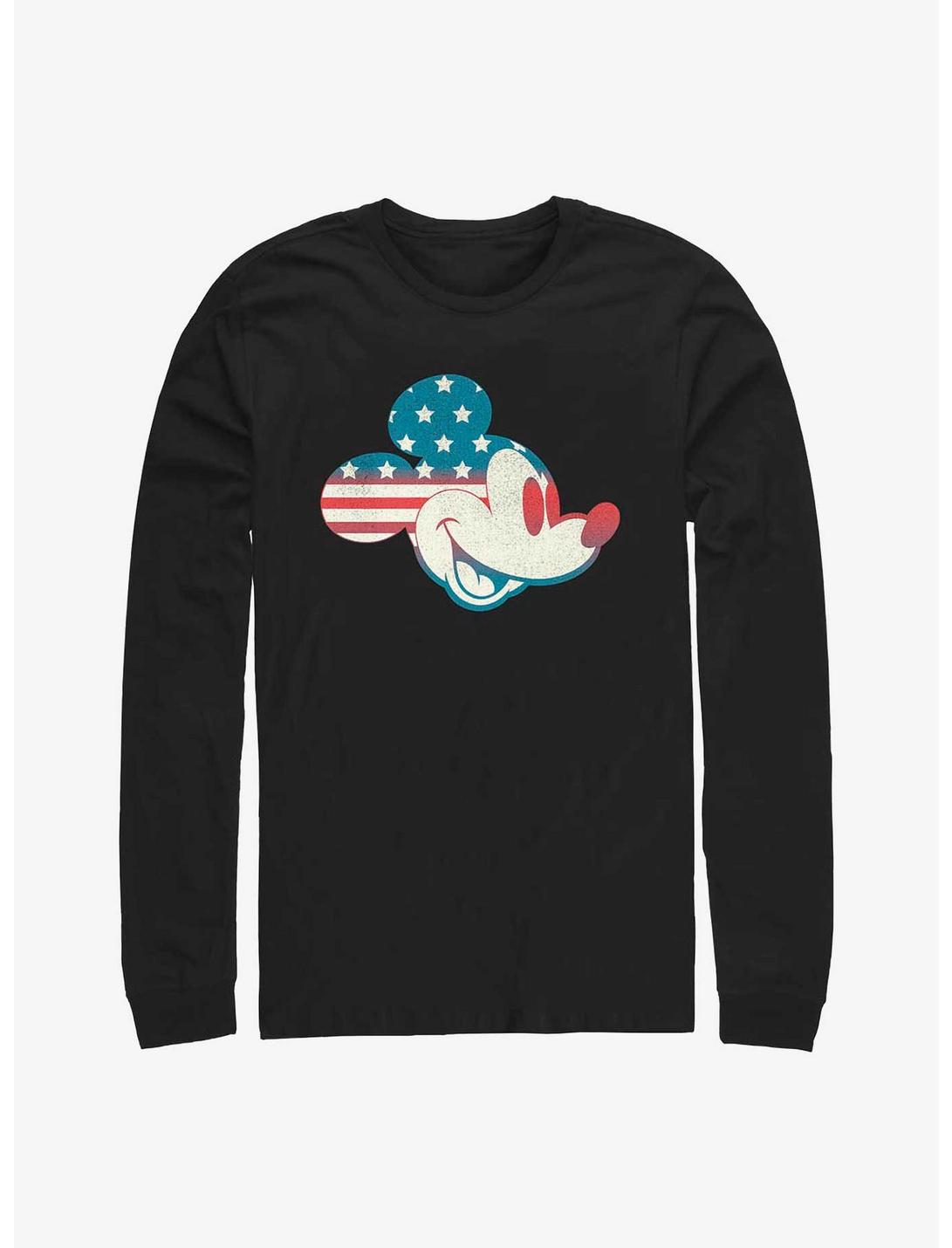 Disney Mickey Mouse Americana Flag Fill Long-Sleeve T-Shirt, BLACK, hi-res