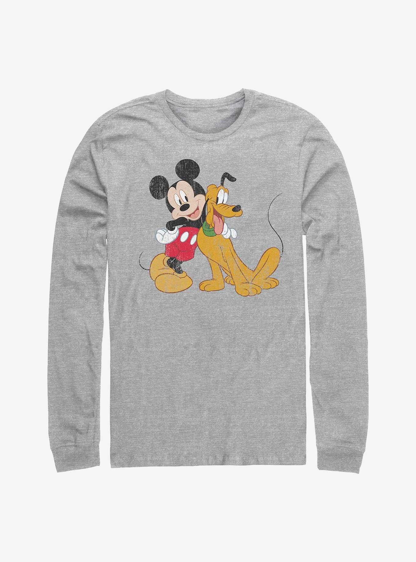 Disney Mickey Mouse And Disney Pluto Long-Sleeve T-Shirt, ATH HTR, hi-res