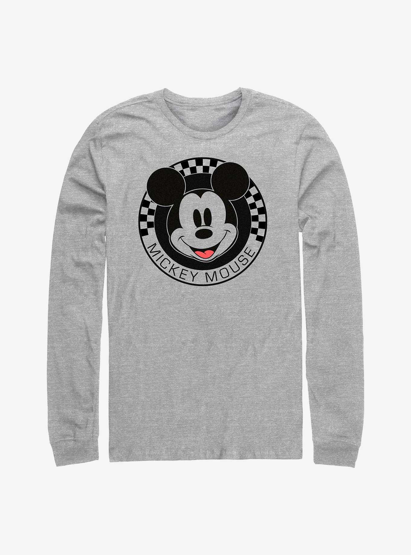 Disney Mickey Mouse Checkered Long-Sleeve T-Shirt, ATH HTR, hi-res