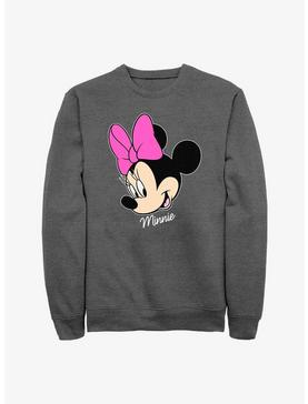 Disney Minnie Mouse Minnie Big Face Sweatshirt, CHAR HTR, hi-res