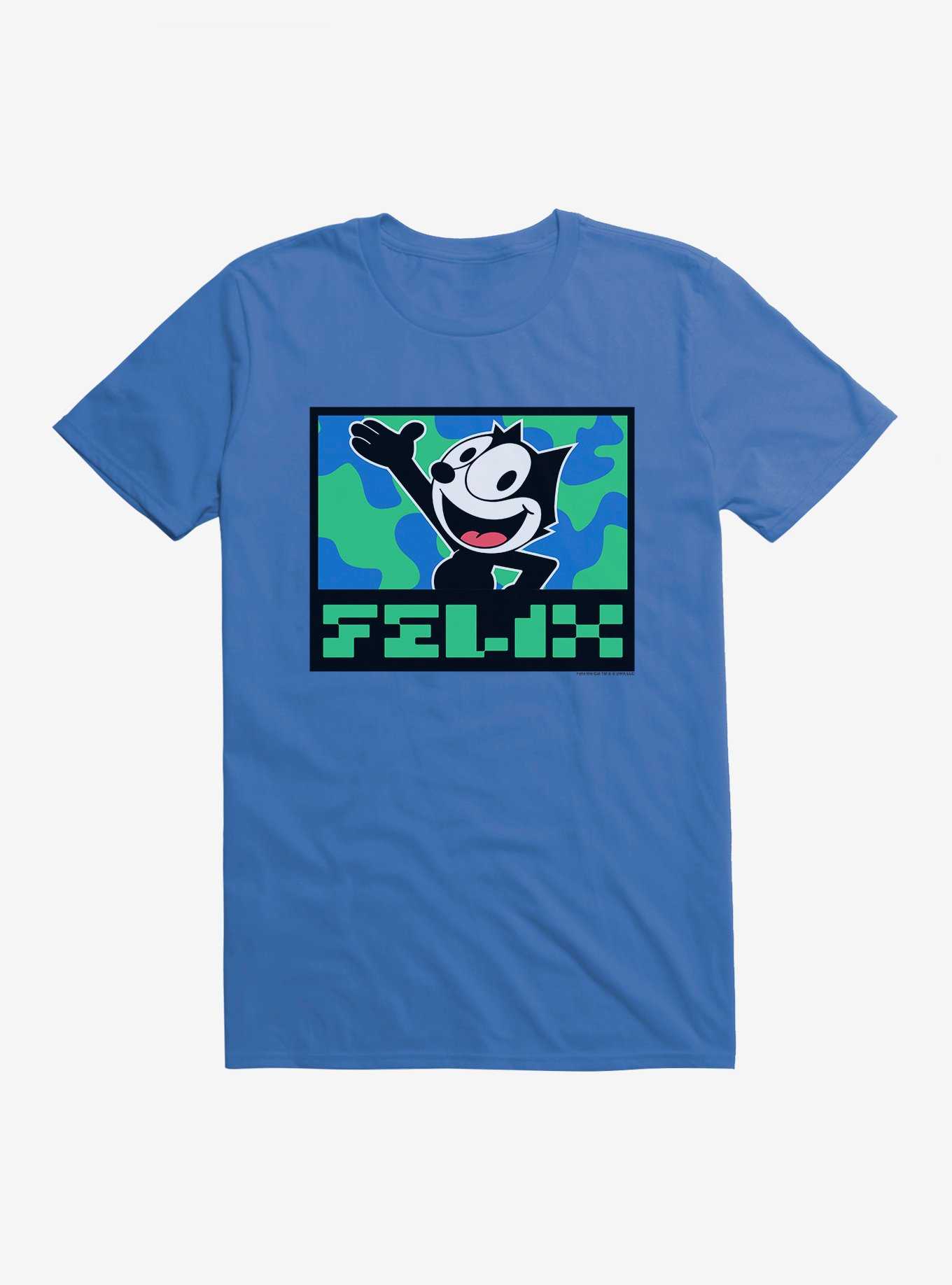 Felix The Cat Pixilated Felix Text T-Shirt, ROYAL BLUE, hi-res