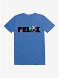 Felix The Cat Whistling And Walking Block Text T-Shirt, ROYAL BLUE, hi-res