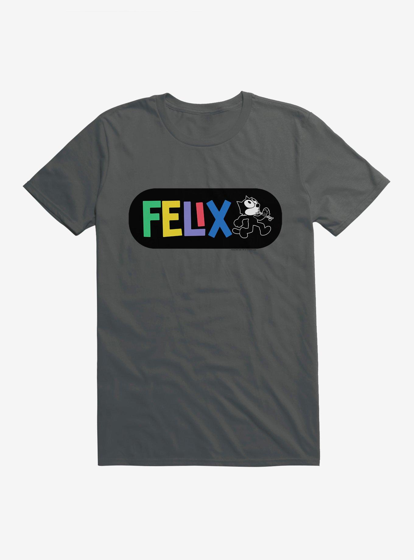 Felix The Cat Whistling And Walking T-Shirt, CHARCOAL, hi-res