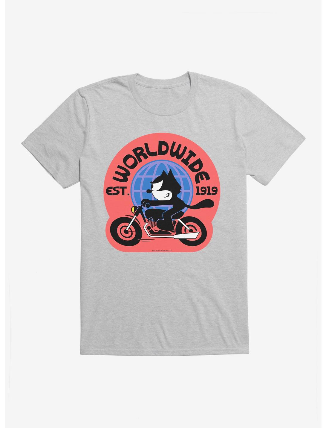 Felix The Cat Worldwide Motorcycle Felix T-Shirt, HEATHER GREY, hi-res