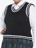 Black & White Twofer Sweater Vest & Long-Sleeve Button-Up Plus Size, BLACK-WHITE, hi-res