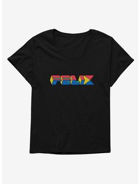 Plus Size Felix The Cat 90s Cube Felix Text Womens T-Shirt Plus Size, , hi-res