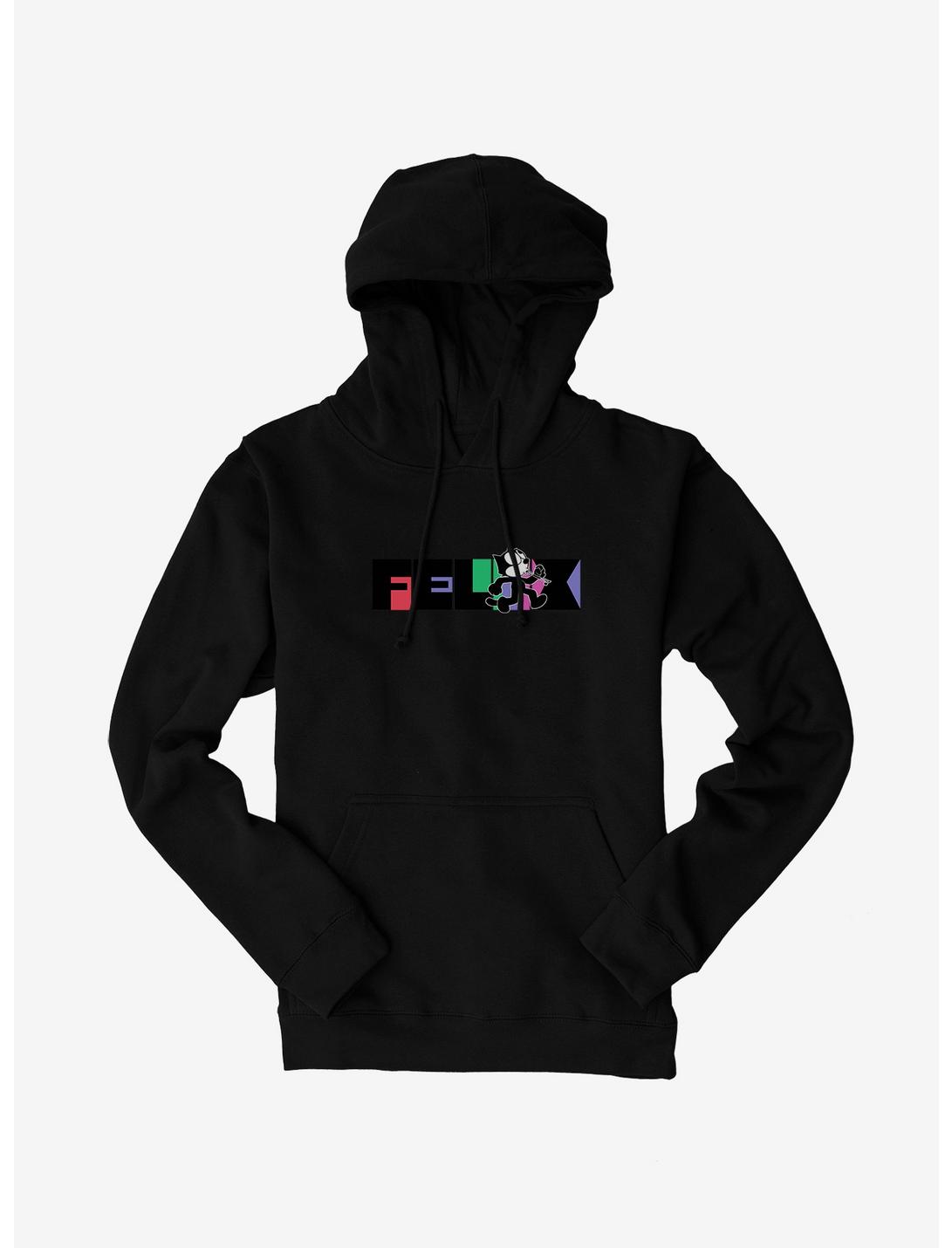 Felix The Cat Whistling And Walking Block Text Hoodie, , hi-res