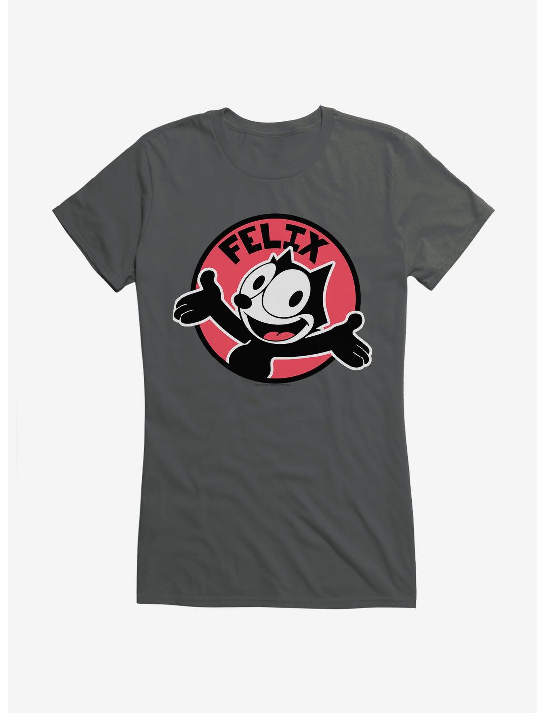 Felix The Cat Happy Smiles Sticker Graphic Girls T-Shirt, CHARCOAL, hi-res