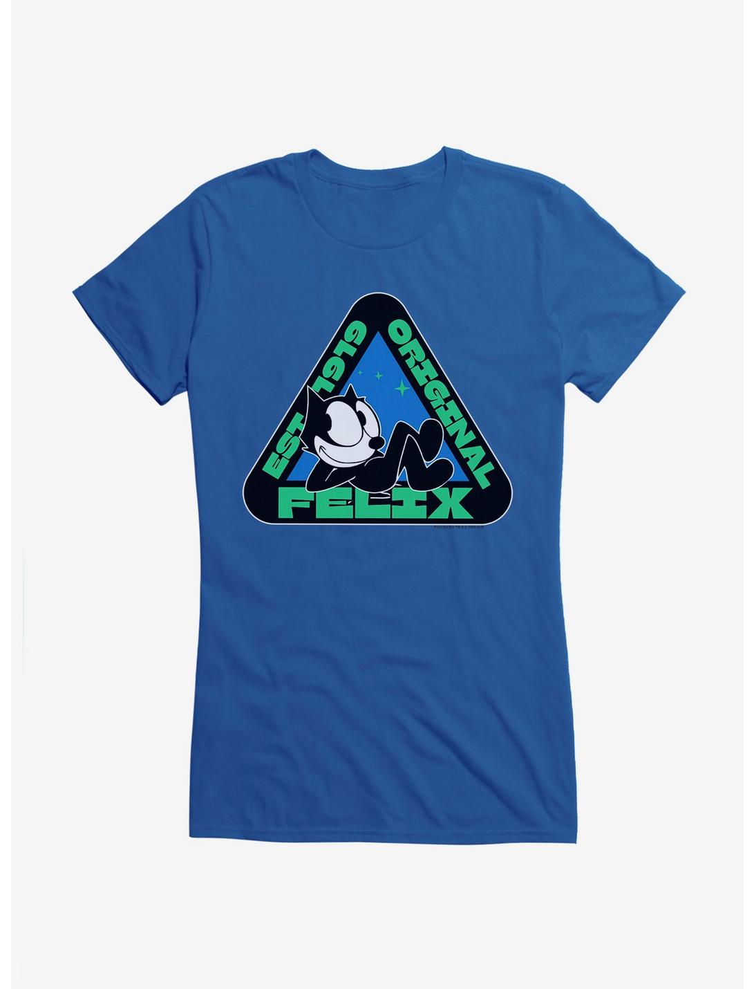 Felix The Cat Original Triangular Graphic Girls T-Shirt, ROYAL, hi-res