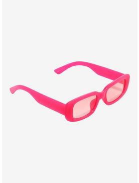 Neon Pink Square Sunglasses, , hi-res