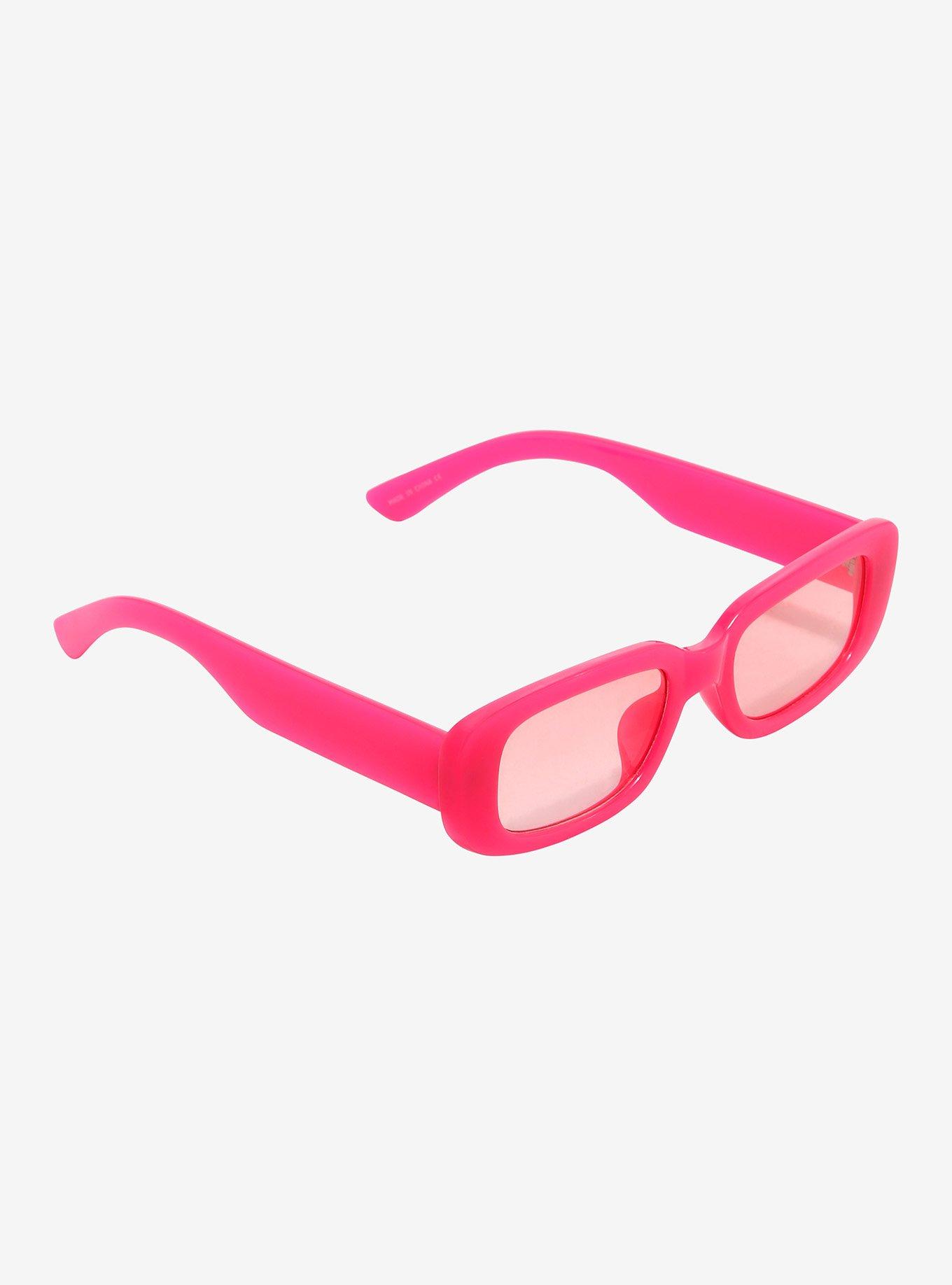 Neon Pink Square Sunglasses, , hi-res