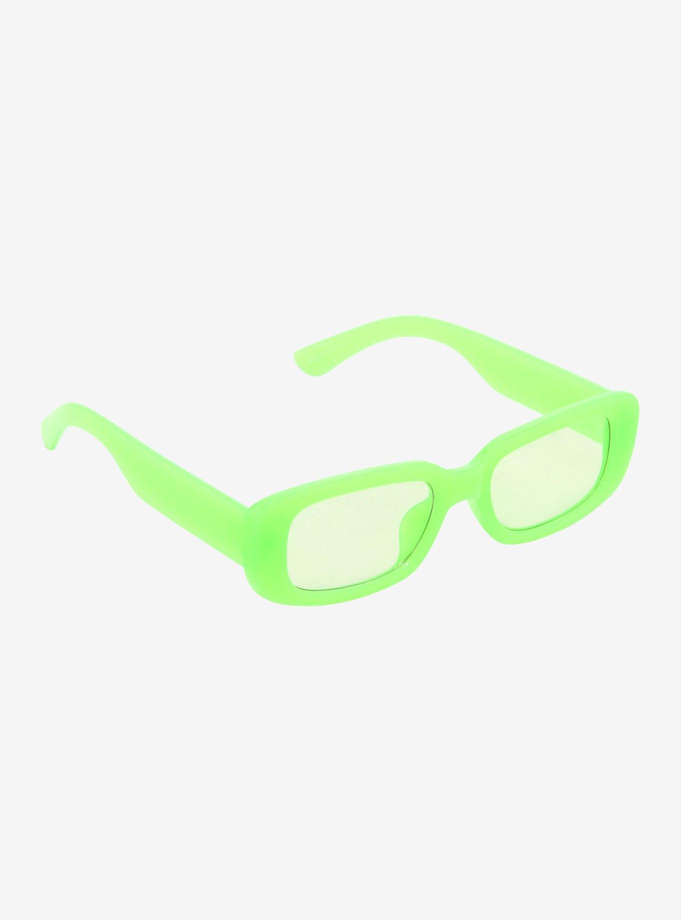 Neon Green Square Sunglasses, , hi-res