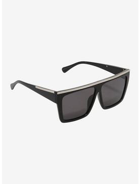 Black & Silver Shield Sunglasses, , hi-res