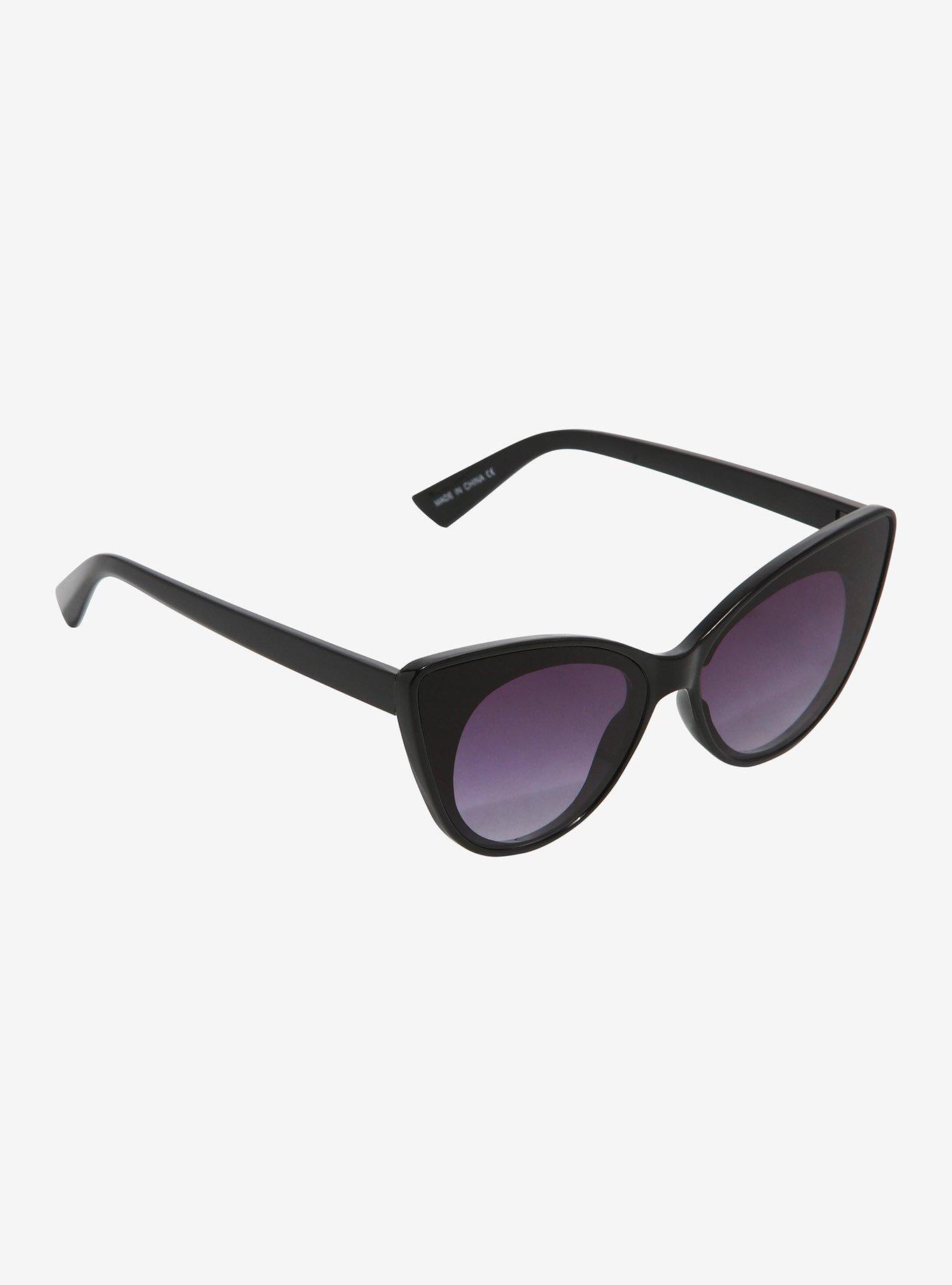 Black Retro Cat Eye Sunglasses, , hi-res