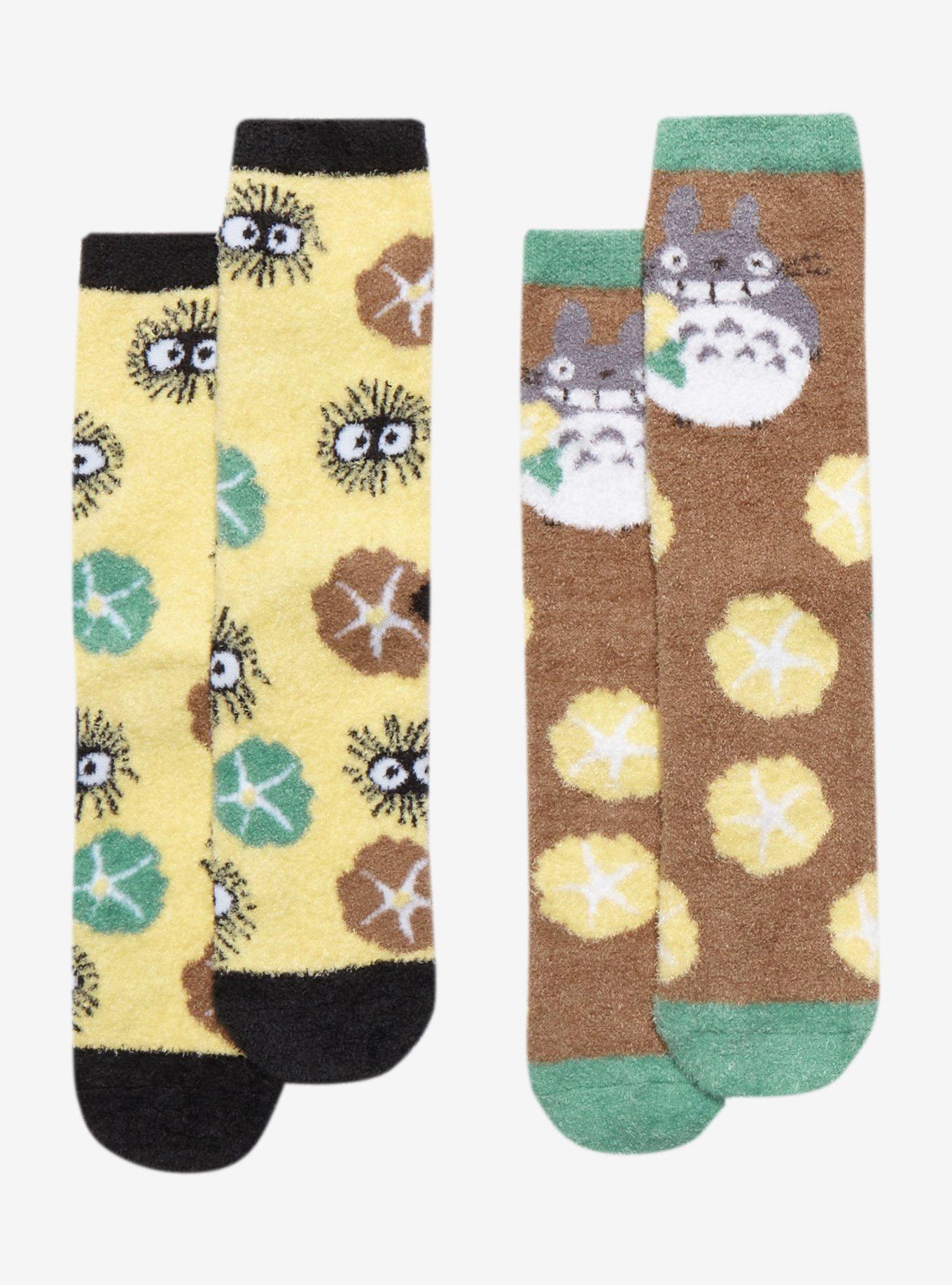Studio Ghibli My Neighbor Totoro Soot Sprite Floral Fuzzy Socks 2 Pair, , hi-res