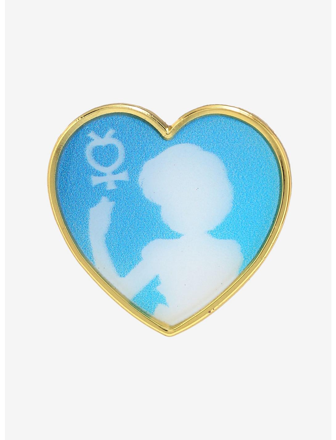 Sailor Moon Sailor Mercury Heart Silhouette Enamel Pin - BoxLunch Exclusive, , hi-res
