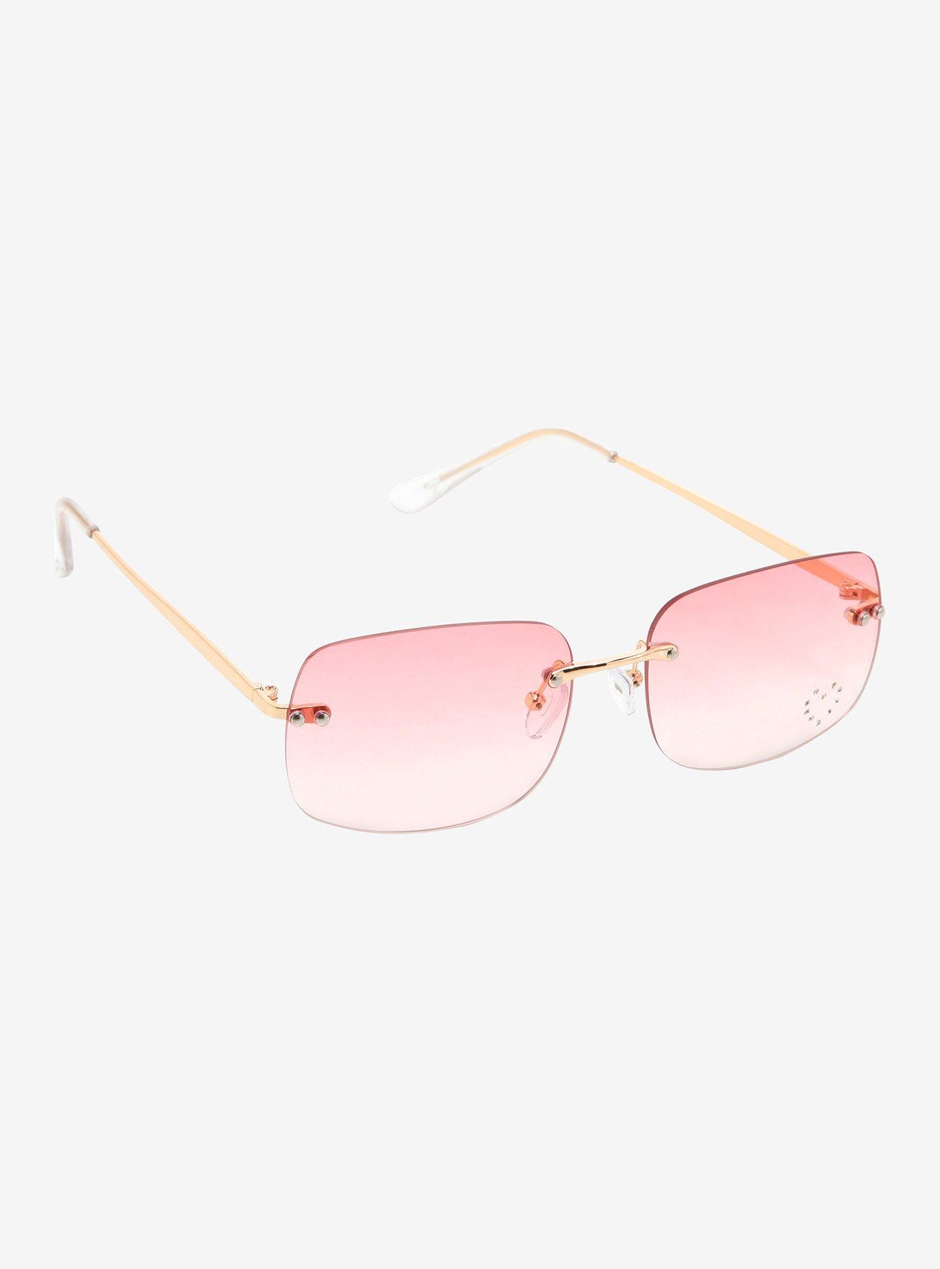 CHANEL Rimless CC Logo Slim Pink Sunglasses W/Case Box - Chelsea