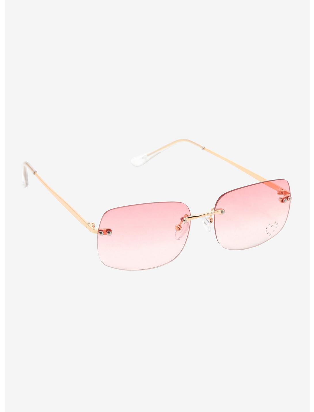 Y2K Pink Heart Rhinestone Sunglasses, , hi-res