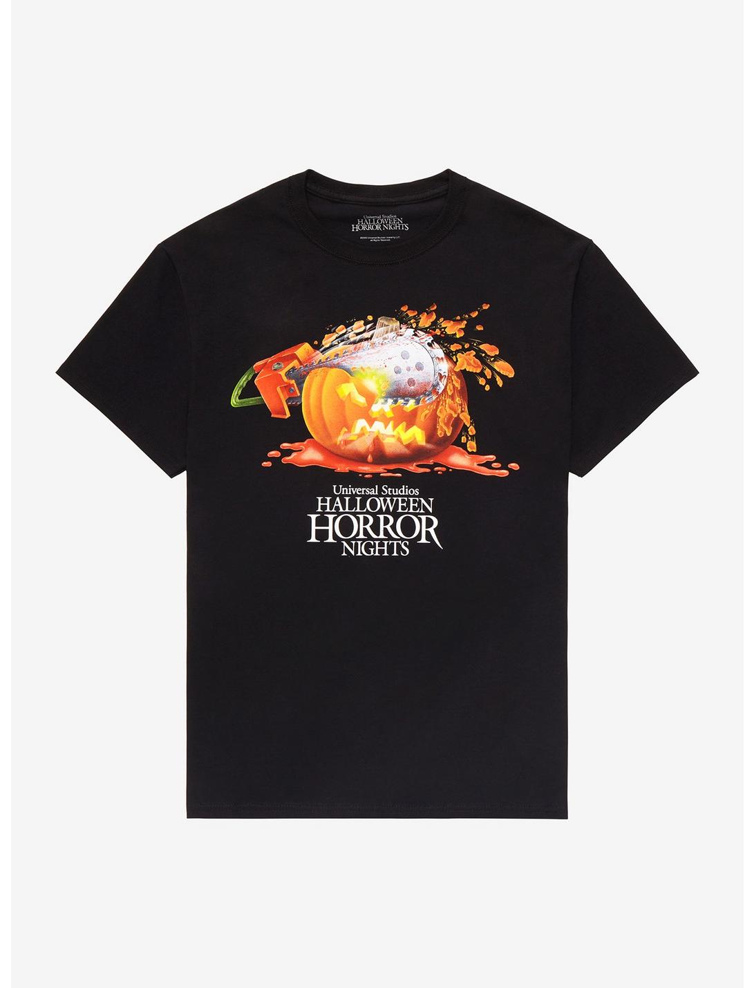 Universal Studios Halloween Horror Nights Chainsaw Jack-O'-Lantern T-Shirt, BLACK, hi-res