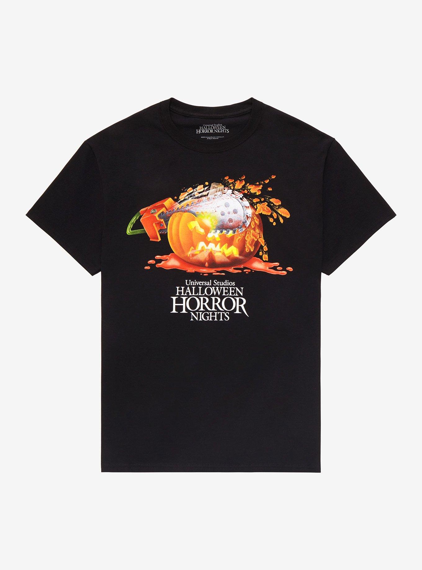 Universal Studios Halloween Horror Nights Chainsaw Jack-O'-Lantern T-Shirt, BLACK, hi-res