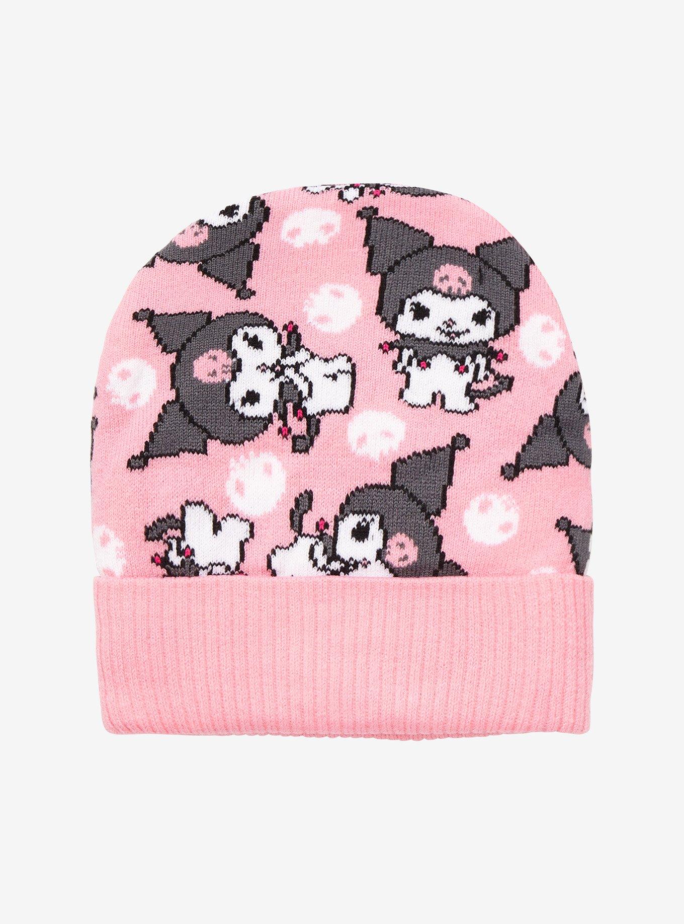 Kuromi Pink Skull Toss Beanie, , hi-res