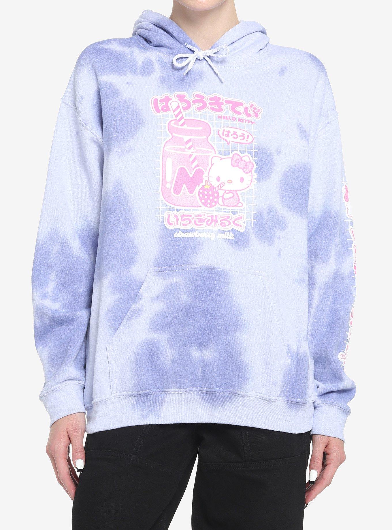 Hello Kitty Strawberry Milk Lavender Tie-Dye Girls Hoodie | Hot Topic