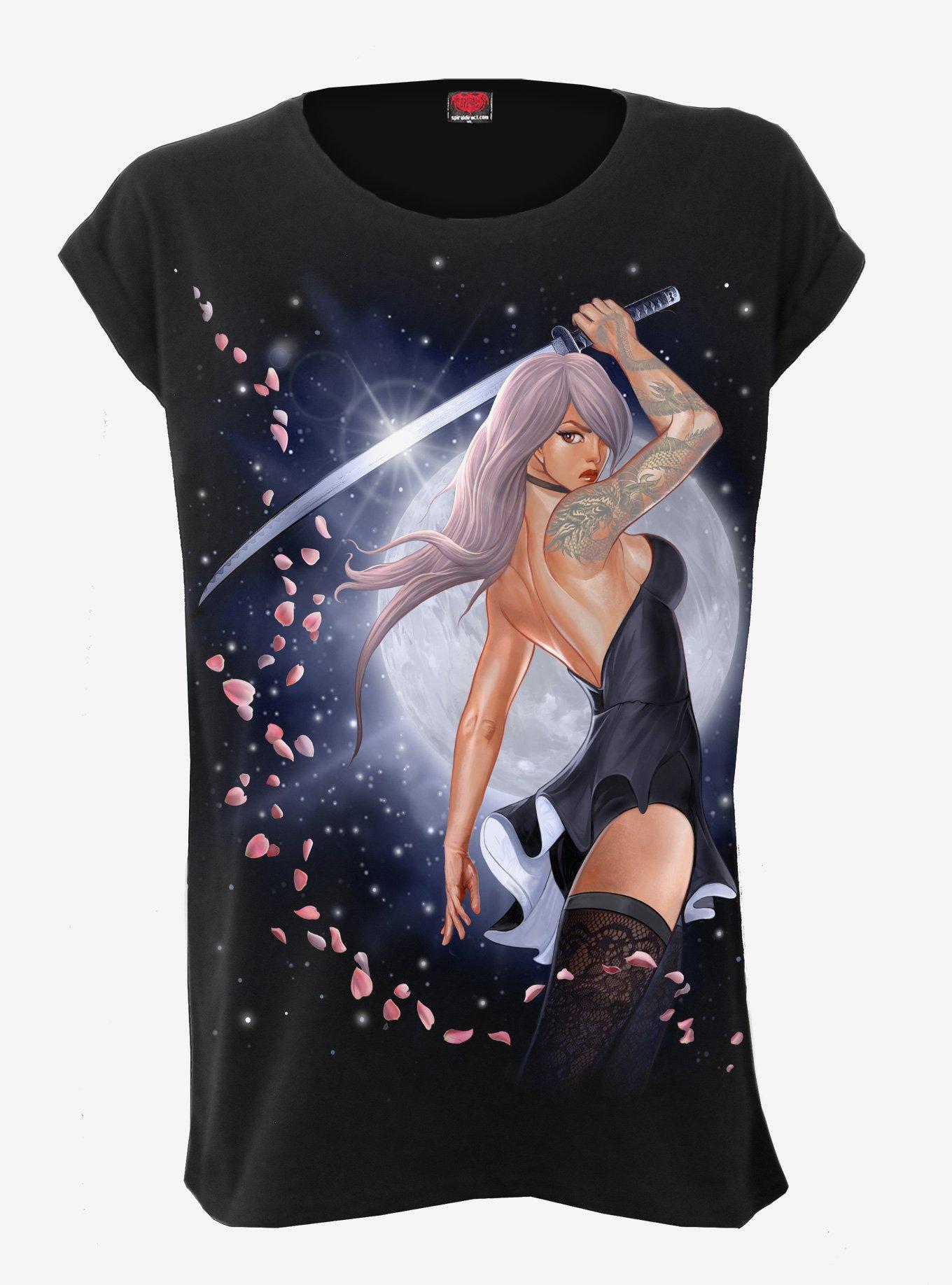 Katana Moon Turnup Sleeve Loose Fit Tee, , hi-res