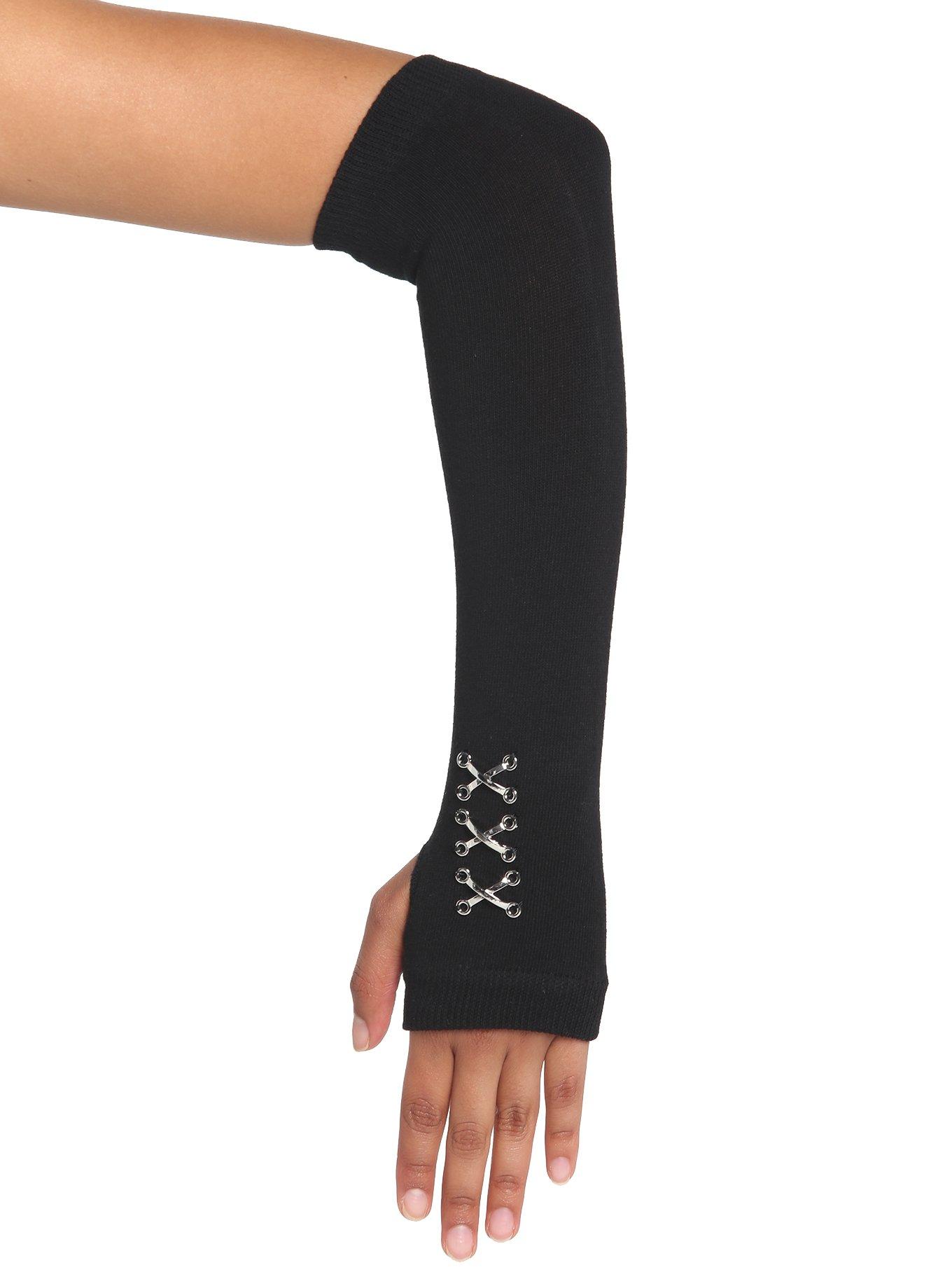 Black Knit X Charm Armwarmers, , hi-res